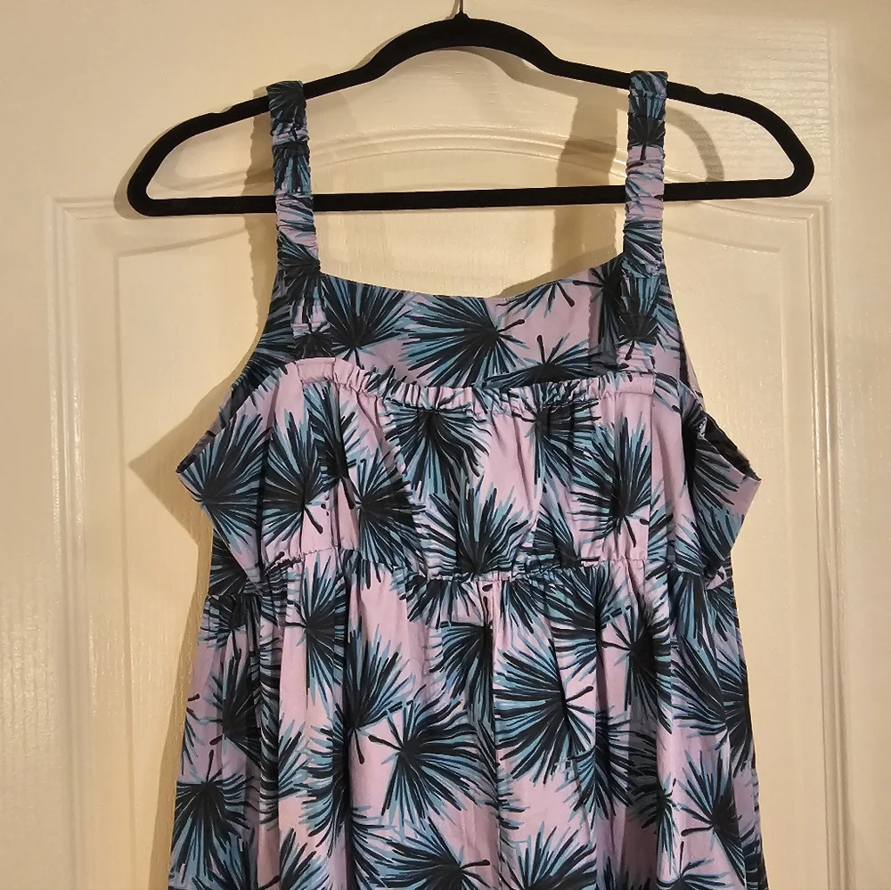 dip Lavender Palm Print Tiered Maxi Dress Cotton L - Picture 8 of 10